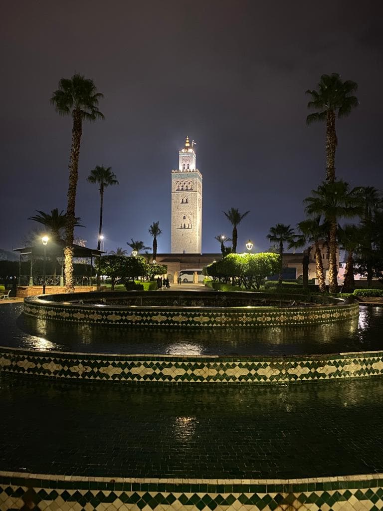 Koutoubia Minaret illuminated at night
